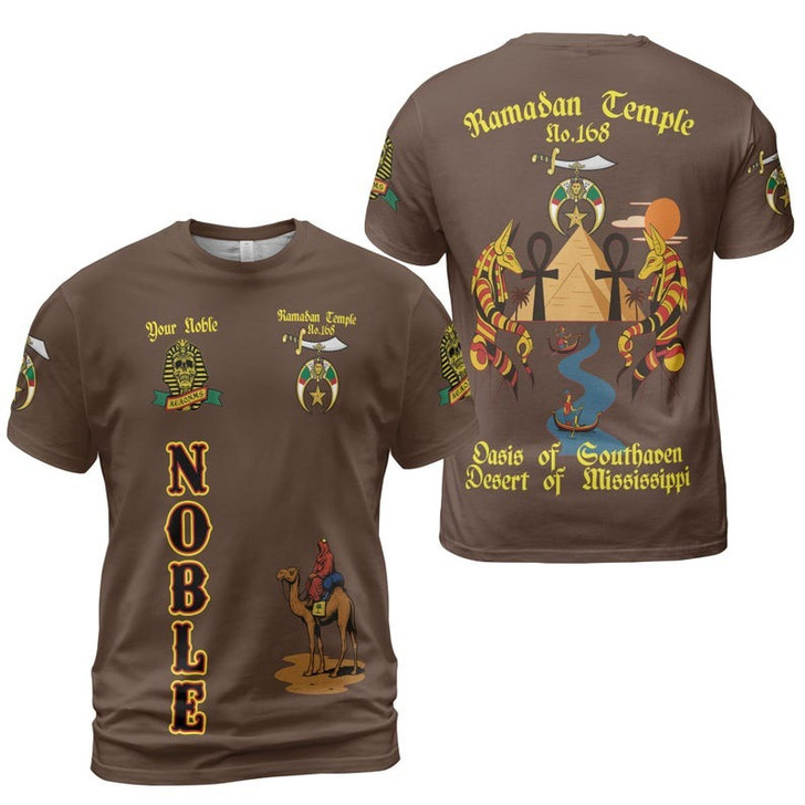 Custom Temple Name Nobles Mystic Shrine AEAONMS Anubis Nile Freemasonry 3D T-shirt Size S-5XL