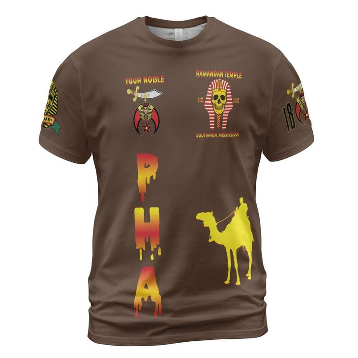 Custom Temple Name Nobles Mystic Shrine AEAONMS On The Rise 1893 PHA Freemasonry 3D T-shirt Size S-5XL
