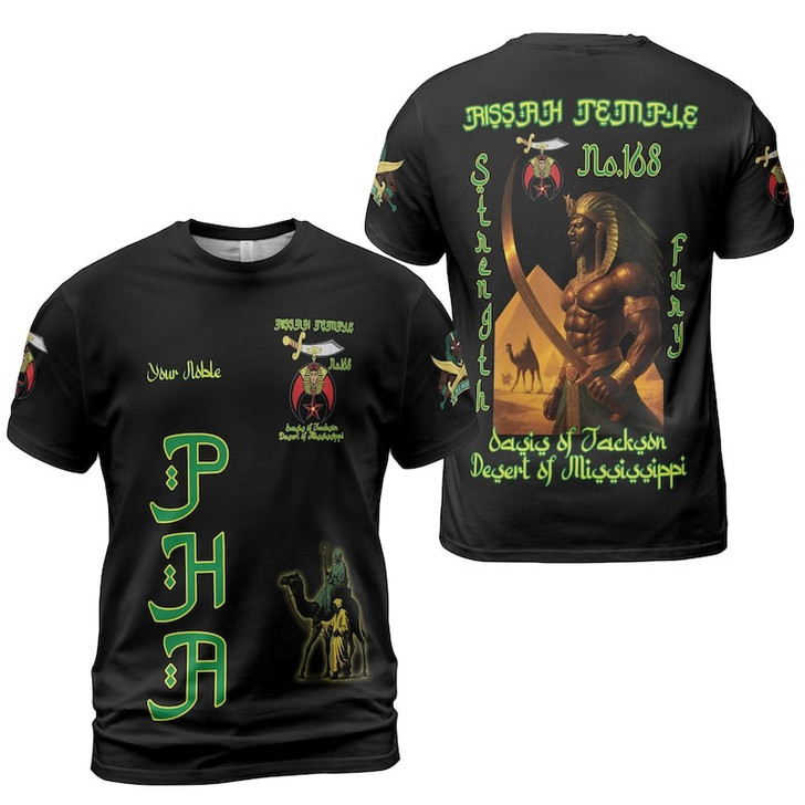 Custom Temple Name Nobles Mystic Shrine AEAONMS Strength & Fury Freemasonry 3D T-shirt Size S-5XL