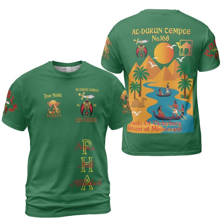 Custom Temple Name Nobles Mystic Shrine AEAONMS By the River Freemasonry 3D T-shirt Size S-5XL