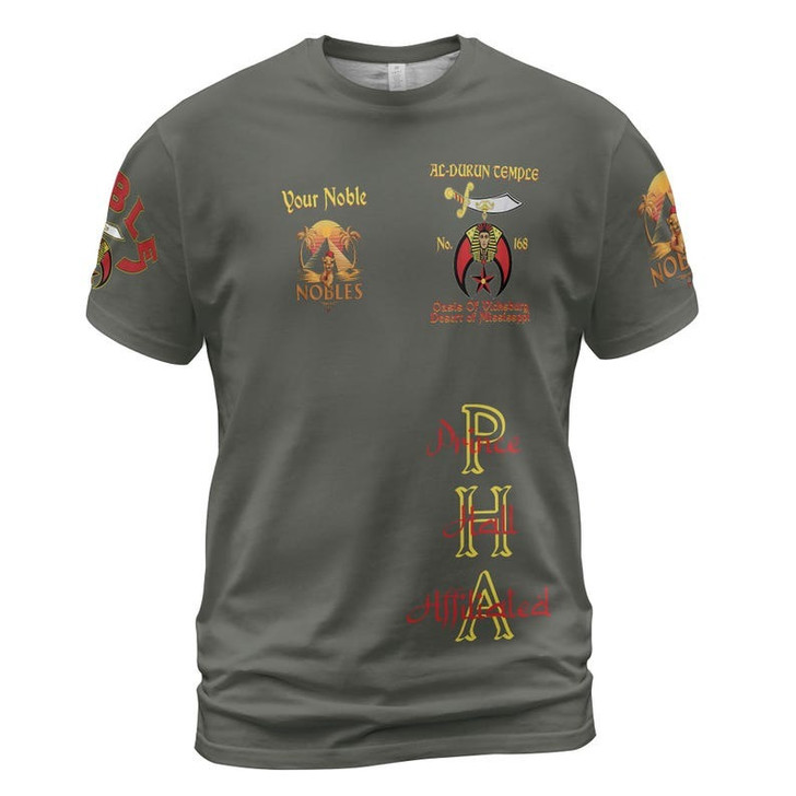 Custom Temple Name Nobles Mystic Shrine AEAONMS By the River Freemasonry 3D T-shirt Size S-5XL