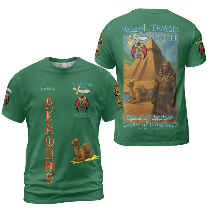 Custom Temple Name Nobles Mystic Shrine AEAONMS Pyramid and Camel Freemasonry 3D T-shirt Size S-5XL