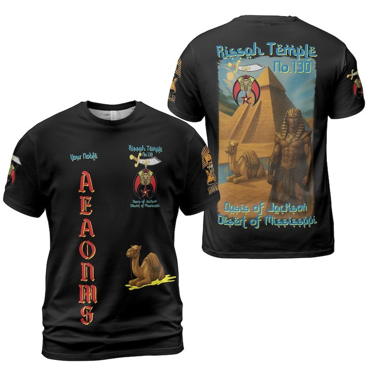 Custom Temple Name Nobles Mystic Shrine AEAONMS Pyramid and Camel Freemasonry 3D T-shirt Size S-5XL