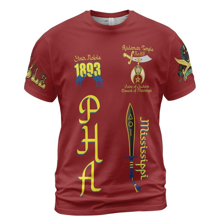 Custom Temple Name Nobles Mystic Shrine AEAONMS Desert Assassin Freemason 3D T-shirt Size S-5XL