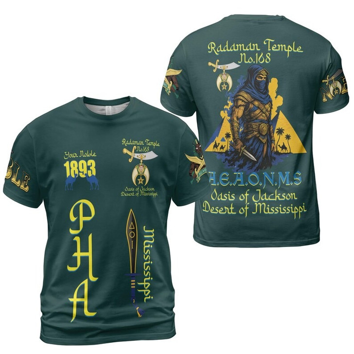 Custom Temple Name Nobles Mystic Shrine AEAONMS Desert Assassin Freemason 3D T-shirt Size S-5XL