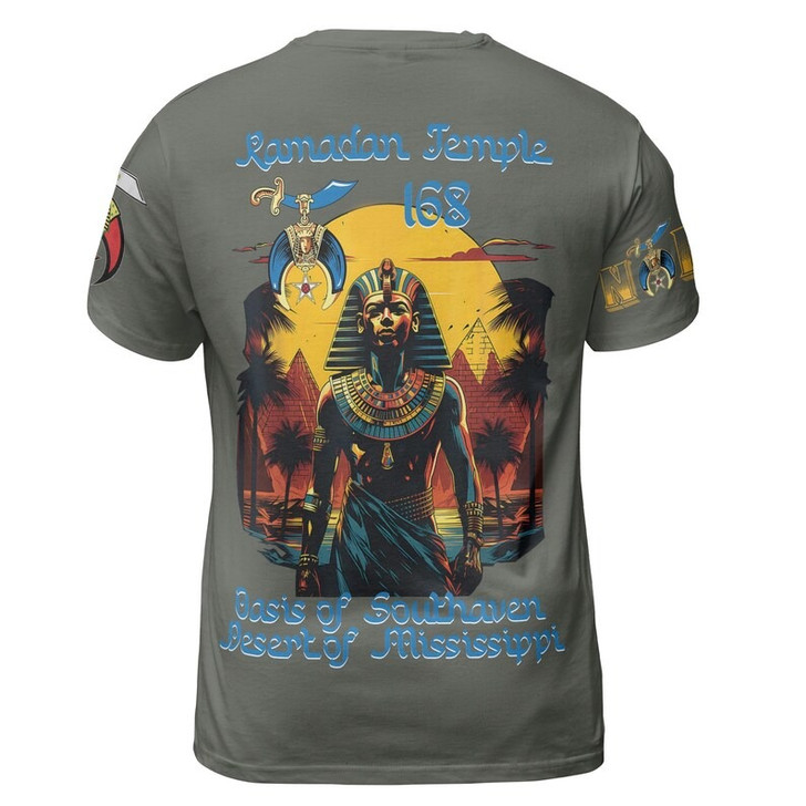 Custom Temple Name Nobles Mystic Shrine AEAONMS PHAraoh King of Desert Pyramids 3D T-shirt Size S-5XL