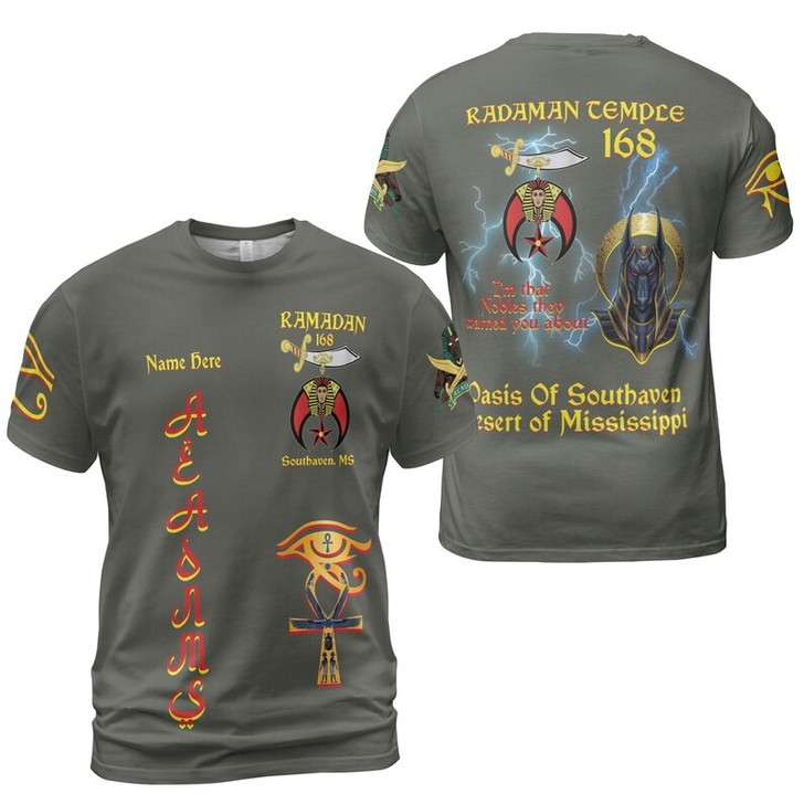 Custom Temple Name Nobles Mystic Shrine AEAONMS You've Been Warned 3D T-shirt Size S-5XL
