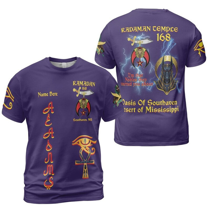 Custom Temple Name Nobles Mystic Shrine AEAONMS You've Been Warned 3D T-shirt Size S-5XL