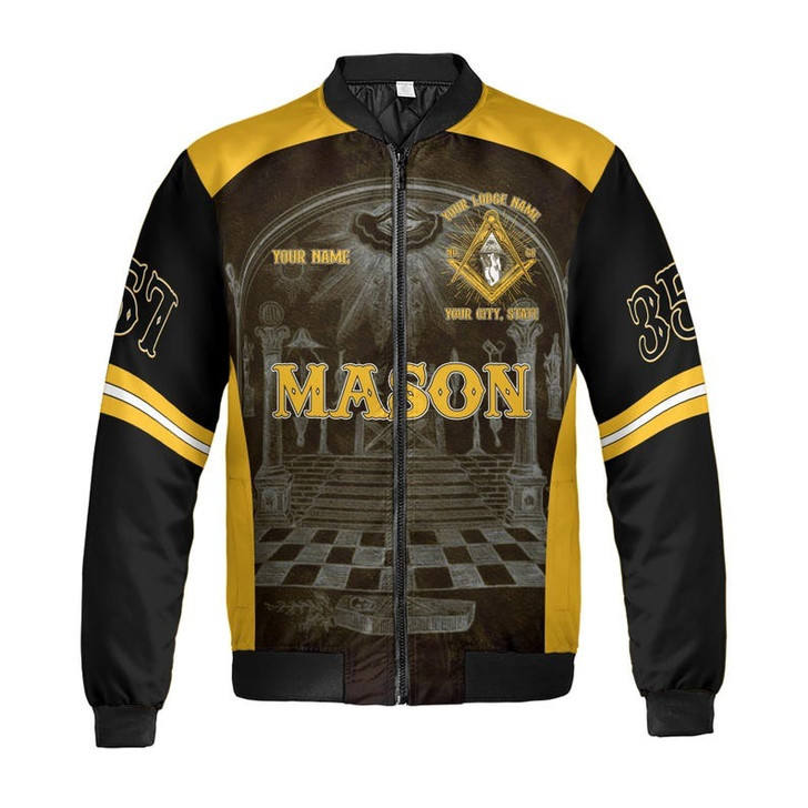 Personalized Lodge Name Freemasonry 2B1 ASK1 Faith Hope Charity 3 Degrees of light 3D Bomber Jacket Size S-5XL