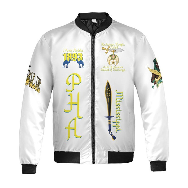 Custom Temple Name Nobles Mystic Shrine AEAONMS Desert Assassin Freemason 3D Bomber Jacket Size S-5XL
