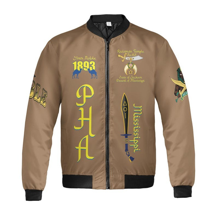 Custom Temple Name Nobles Mystic Shrine AEAONMS Desert Assassin Freemason 3D Bomber Jacket Size S-5XL