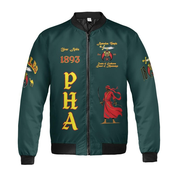 Custom Temple Name Nobles Mystic Shrine AEAONMS Kaaba Guardian Freemasonry 3D Bomber Jacket Size S-5XL