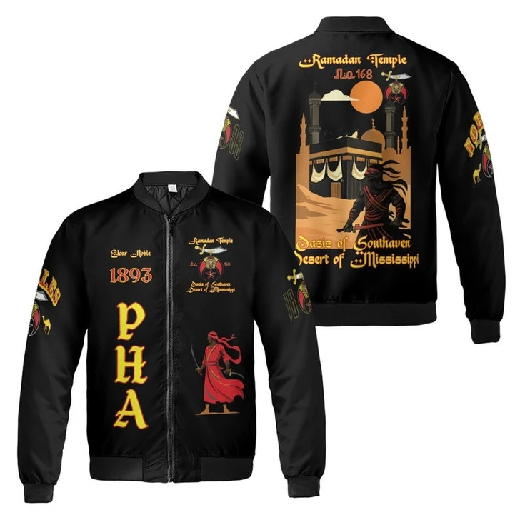 Custom Temple Name Nobles Mystic Shrine AEAONMS Kaaba Guardian Freemasonry 3D Bomber Jacket Size S-5XL