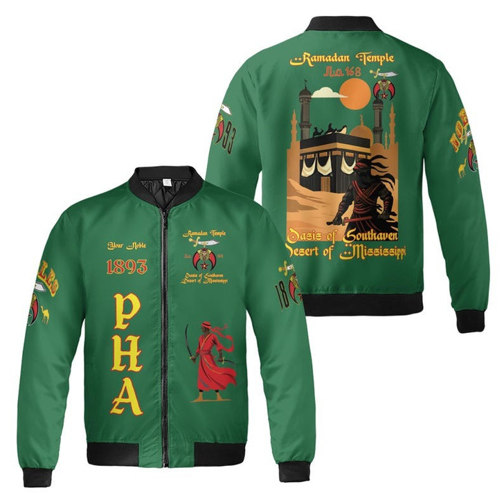 Custom Temple Name Nobles Mystic Shrine AEAONMS Kaaba Guardian Freemasonry 3D Bomber Jacket Size S-5XL