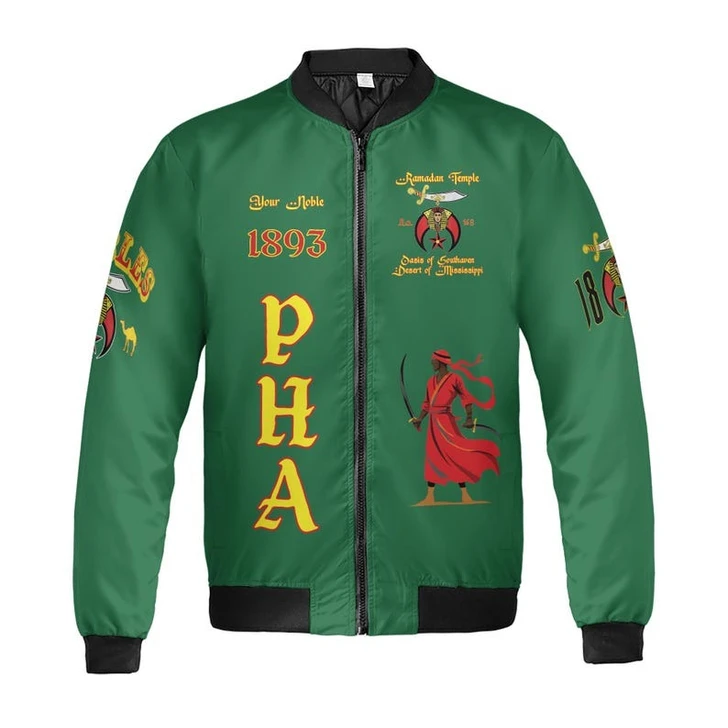 Custom Temple Name Nobles Mystic Shrine AEAONMS Kaaba Guardian Freemasonry 3D Bomber Jacket Size S-5XL