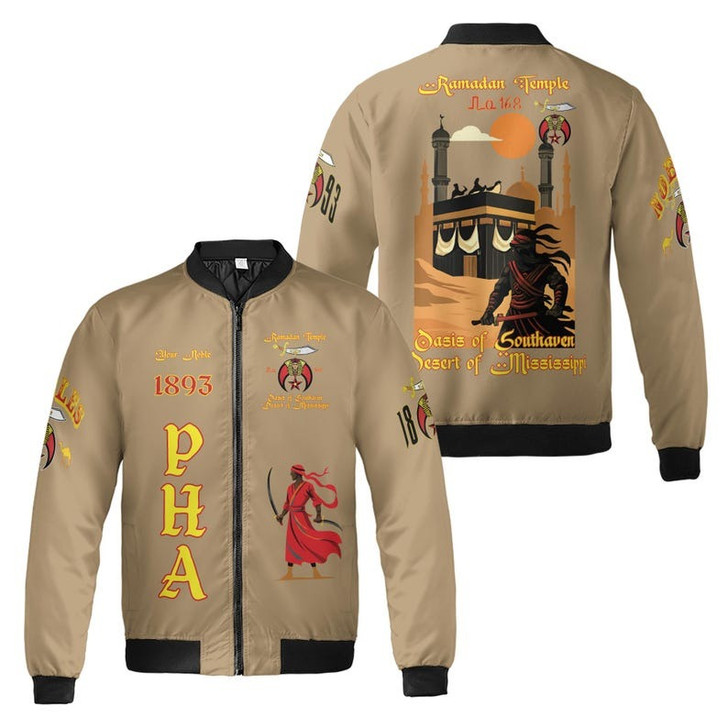 Custom Temple Name Nobles Mystic Shrine AEAONMS Kaaba Guardian Freemasonry 3D Bomber Jacket Size S-5XL