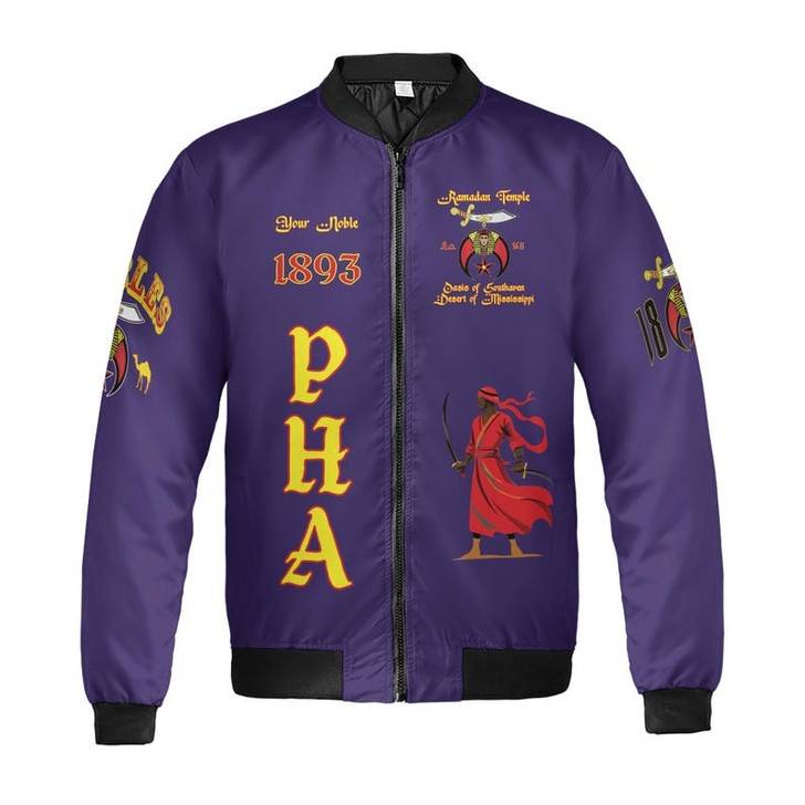 Custom Temple Name Nobles Mystic Shrine AEAONMS Kaaba Guardian Freemasonry 3D Bomber Jacket Size S-5XL