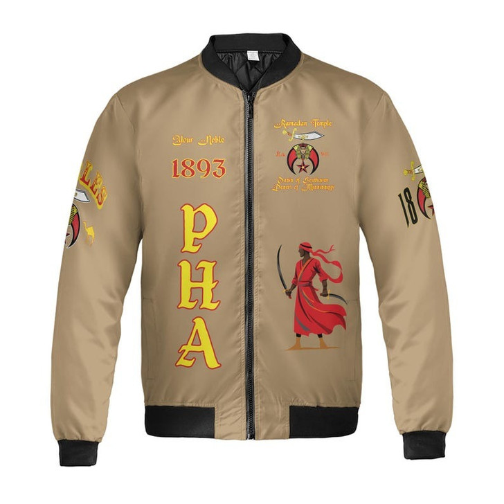 Custom Temple Name Nobles Mystic Shrine AEAONMS Kaaba Guardian Freemasonry 3D Bomber Jacket Size S-5XL