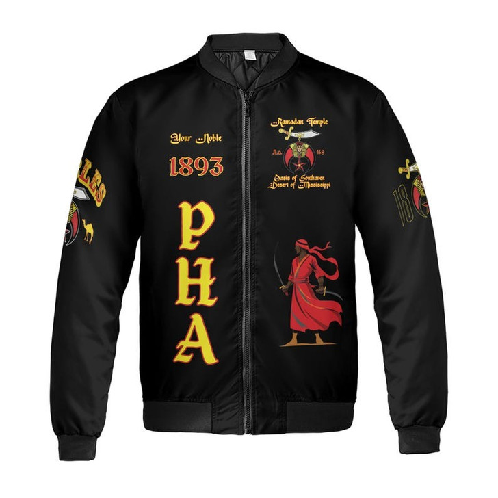 Custom Temple Name Nobles Mystic Shrine AEAONMS Kaaba Guardian Freemasonry 3D Bomber Jacket Size S-5XL