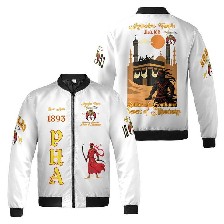 Custom Temple Name Nobles Mystic Shrine AEAONMS Kaaba Guardian Freemasonry 3D Bomber Jacket Size S-5XL