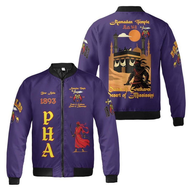 Custom Temple Name Nobles Mystic Shrine AEAONMS Kaaba Guardian Freemasonry 3D Bomber Jacket Size S-5XL
