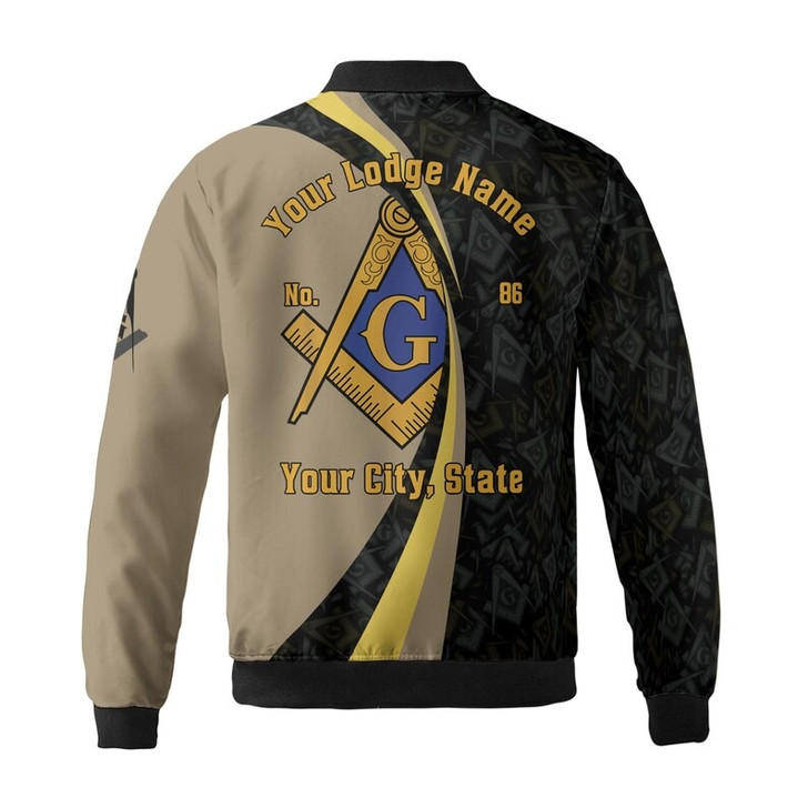 Personalized Lodge Name Prince Hall Affilated The Black Suits Masonic Pattern Freemasonry 3D Bomber Jacket Size S-5XL