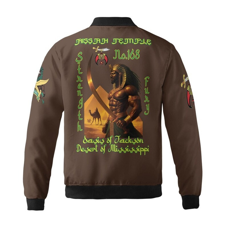 Custom Temple Name Nobles Mystic Shrine AEAONMS Strength & Fury Freemasonry 3D Bomber Jacket Size S-5XL