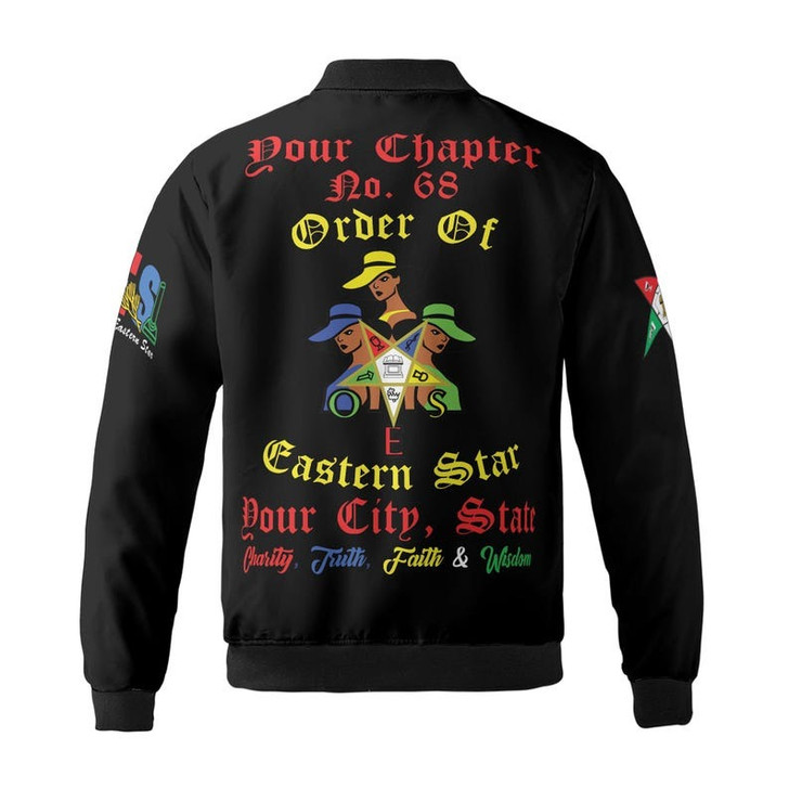 Custom Chapter Name OES Order of the Eastern Star Masonic My Sisters Keeper 3D Bomber Jacket Size S-5XL