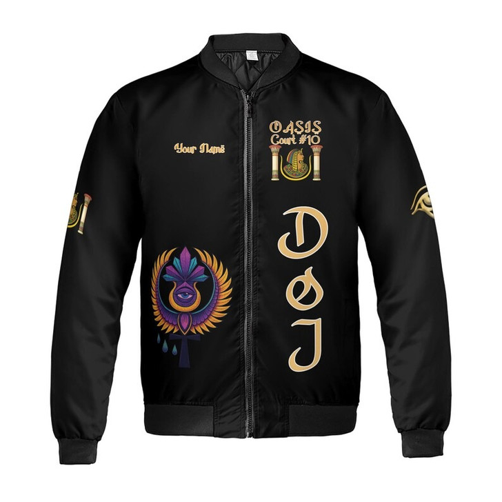 Personalized Court Name DOI Egyptian Ancient Sun Crown Goddess 3D Bomber Jacket Shirt Size S-5XL