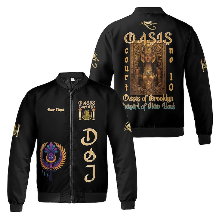 Personalized Court Name DOI Egyptian Ancient Sun Crown Goddess 3D Bomber Jacket Shirt Size S-5XL