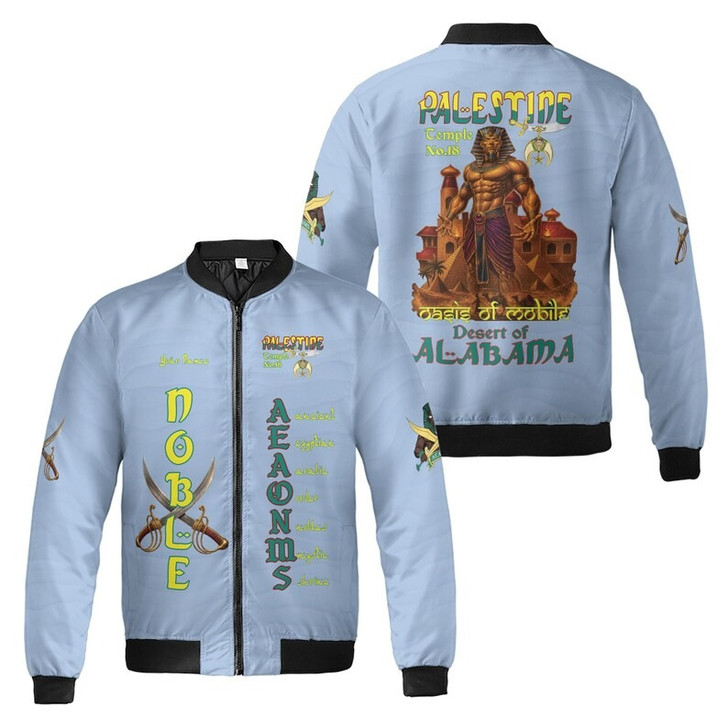 Custom Temple Name Nobles Mystic Shrine AEAONMS Guardian of the Pyramids 3D Bomber Jacket Size S-5XL