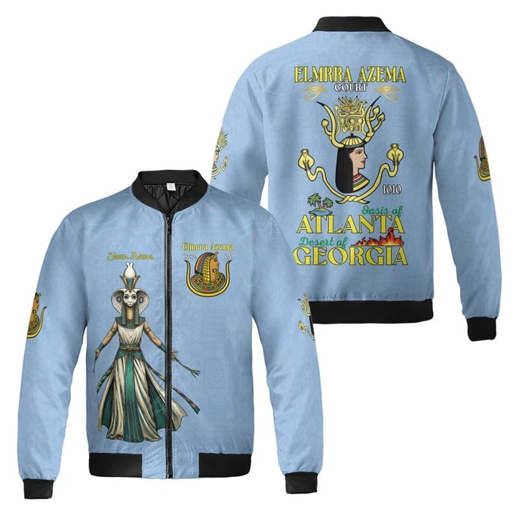Personalized Court Name DOI Egyptian Ancient Goddess Crown of Eternity 3D Bomber Jacket Size S-5XL