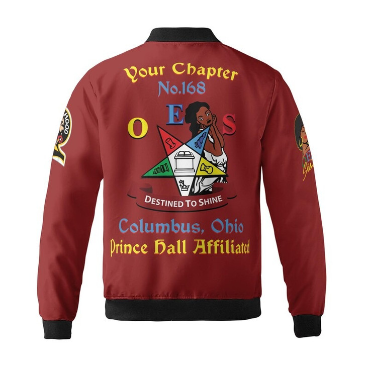 Custom Chapter Name OES Order of the Eastern Star Masonic Destined To Shine 3D Bomber Jacket Size S-5XL
