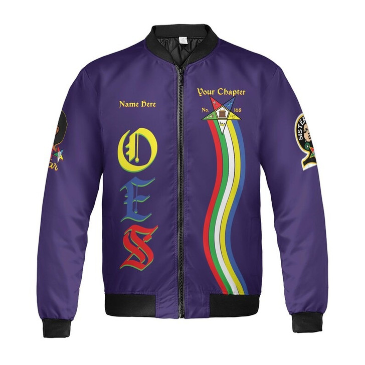 Custom Chapter Name OES Order of the Eastern Star Masonic Destined To Shine 3D Bomber Jacket Size S-5XL