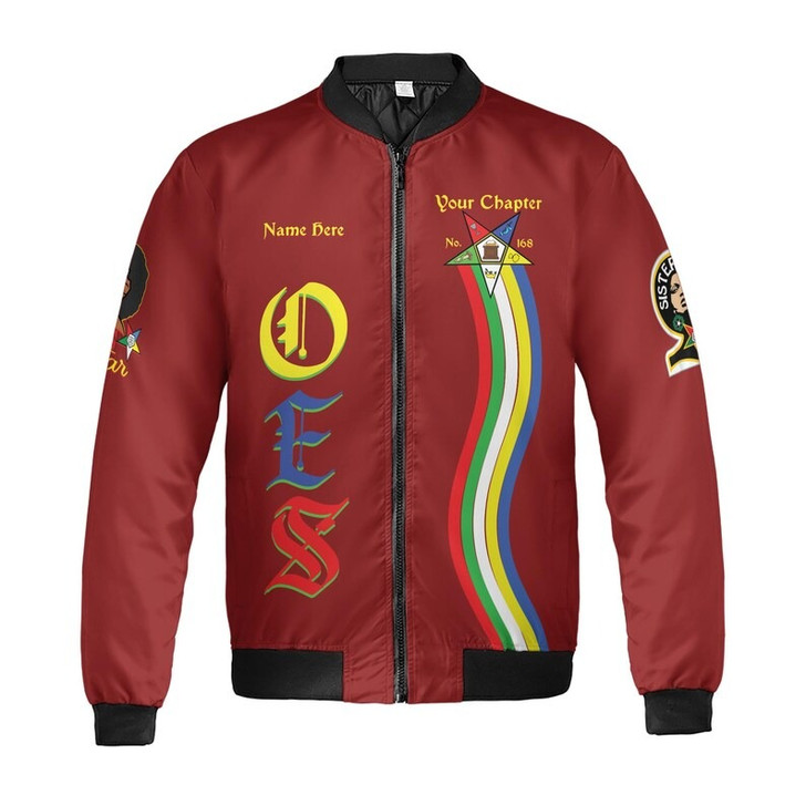 Custom Chapter Name OES Order of the Eastern Star Masonic Destined To Shine 3D Bomber Jacket Size S-5XL