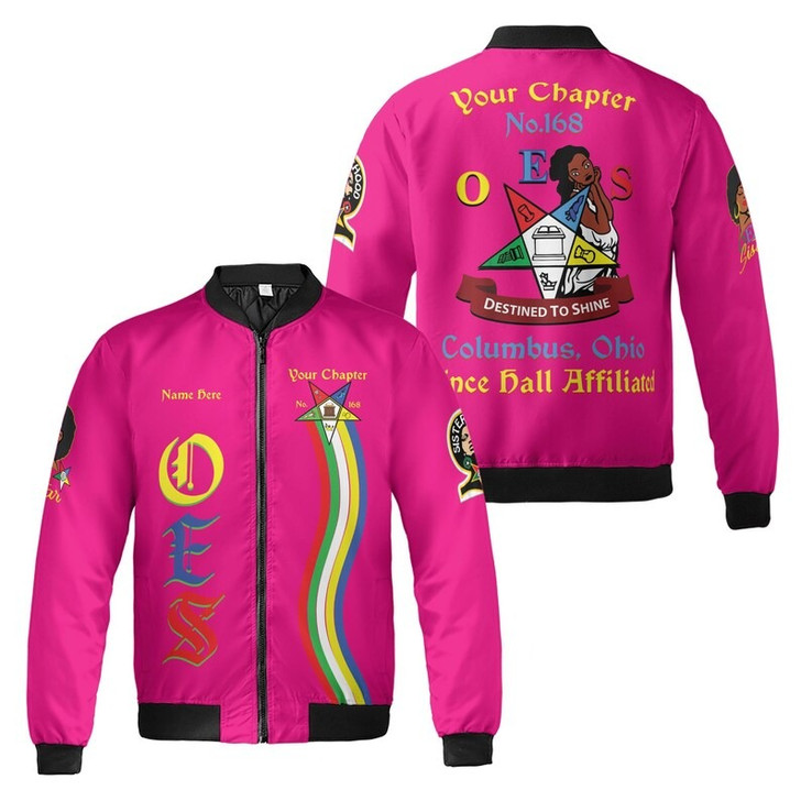 Custom Chapter Name OES Order of the Eastern Star Masonic Destined To Shine 3D Bomber Jacket Size S-5XL