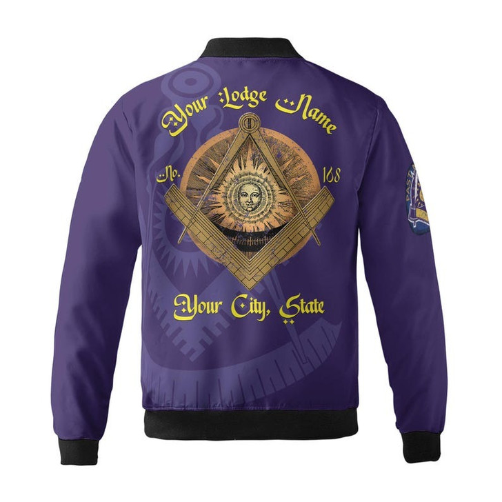 Custom Lodge Name Number Masonic Past Master Sun Freemasonry 3D Bomber Jacket Size S-5XL