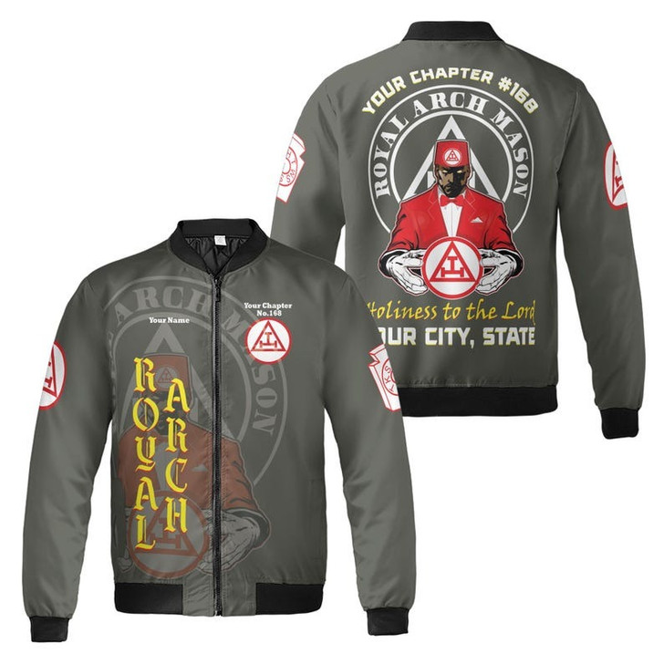 Custom Chapter Name Holy Royal Arch Mansonic PHA York Rite Freemasonry 3D Bomber Jacket Size S-5XL