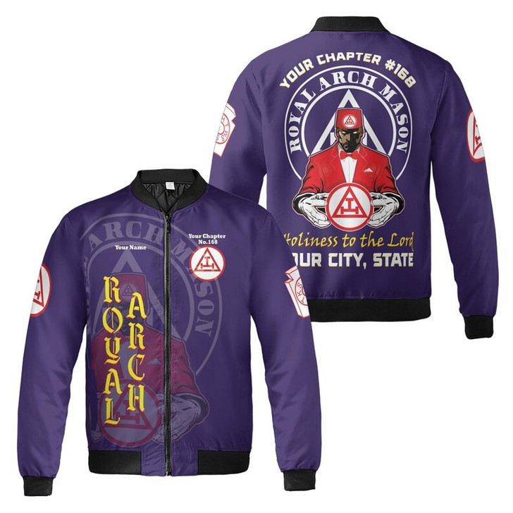 Custom Chapter Name Holy Royal Arch Mansonic PHA York Rite Freemasonry 3D Bomber Jacket Size S-5XL
