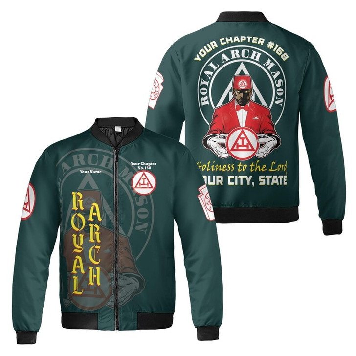 Custom Chapter Name Holy Royal Arch Mansonic PHA York Rite Freemasonry 3D Bomber Jacket Size S-5XL