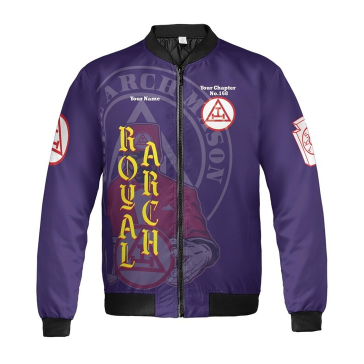 Custom Chapter Name Holy Royal Arch Mansonic PHA York Rite Freemasonry 3D Bomber Jacket Size S-5XL