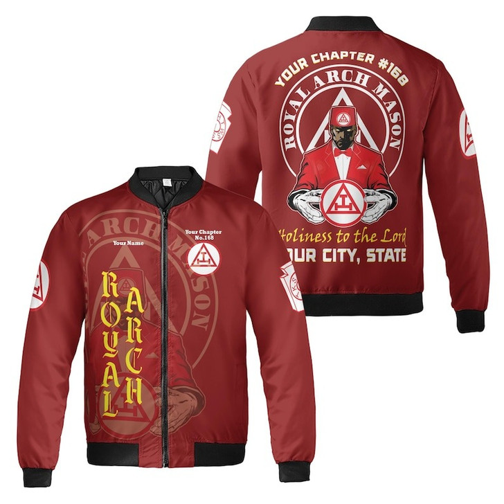Custom Chapter Name Holy Royal Arch Mansonic PHA York Rite Freemasonry 3D Bomber Jacket Size S-5XL