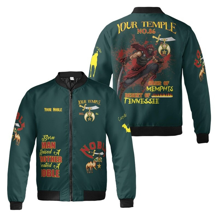 Personalized Temple Name Nobles Mystic Shrine AEAONMS Born Man Created A Noble Freemasonry 3D Bomber Jacket Size S-5XL