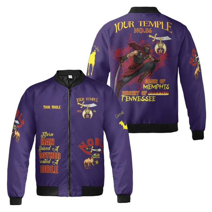 Personalized Temple Name Nobles Mystic Shrine AEAONMS Born Man Created A Noble Freemasonry 3D Bomber Jacket Size S-5XL