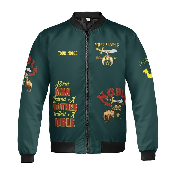 Personalized Temple Name Nobles Mystic Shrine AEAONMS Born Man Created A Noble Freemasonry 3D Bomber Jacket Size S-5XL