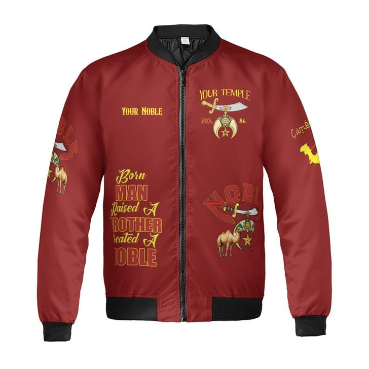 Personalized Temple Name Nobles Mystic Shrine AEAONMS Born Man Created A Noble Freemasonry 3D Bomber Jacket Size S-5XL