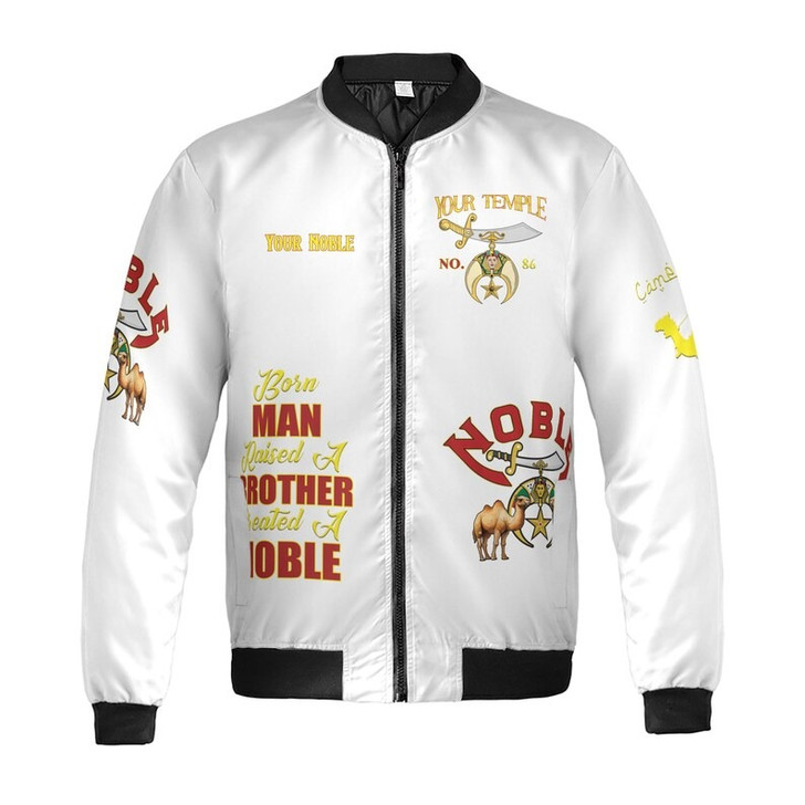 Personalized Temple Name Nobles Mystic Shrine AEAONMS Born Man Created A Noble Freemasonry 3D Bomber Jacket Size S-5XL