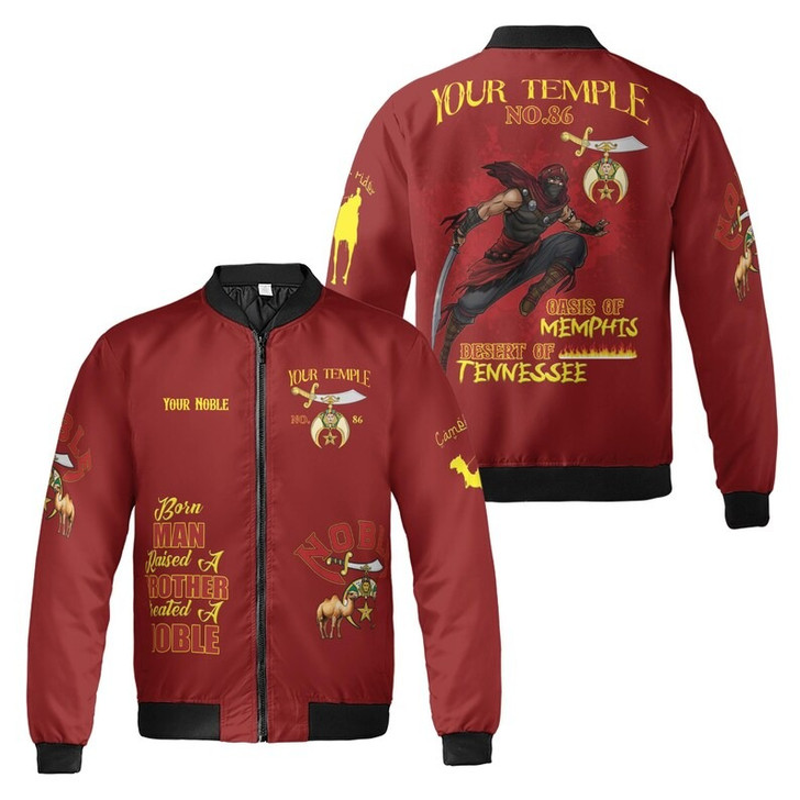 Personalized Temple Name Nobles Mystic Shrine AEAONMS Born Man Created A Noble Freemasonry 3D Bomber Jacket Size S-5XL