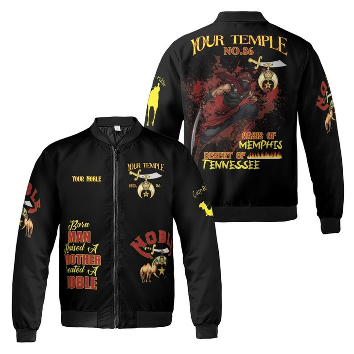 Personalized Temple Name Nobles Mystic Shrine AEAONMS Born Man Created A Noble Freemasonry 3D Bomber Jacket Size S-5XL