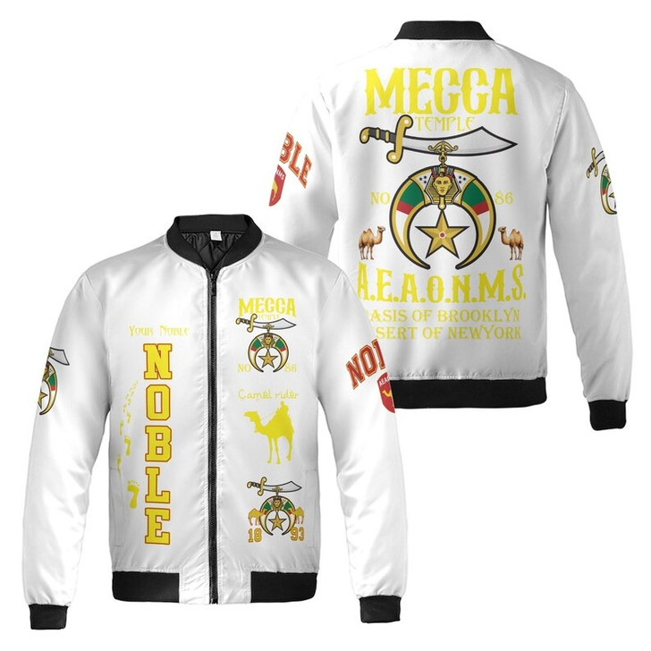 Personalized Temple Name Nobles Mystic Shrine AEAONMS Camel Walking Freemasonry 3D Bomber Jacket Size S-5XL